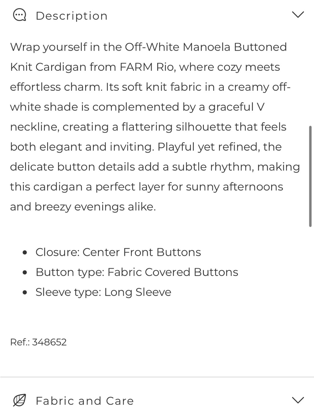 NWOT Farm Rio OFF WHITE MANOELA BUTTON KNIT CARDIGAN Size XS - Picture 12 of 12